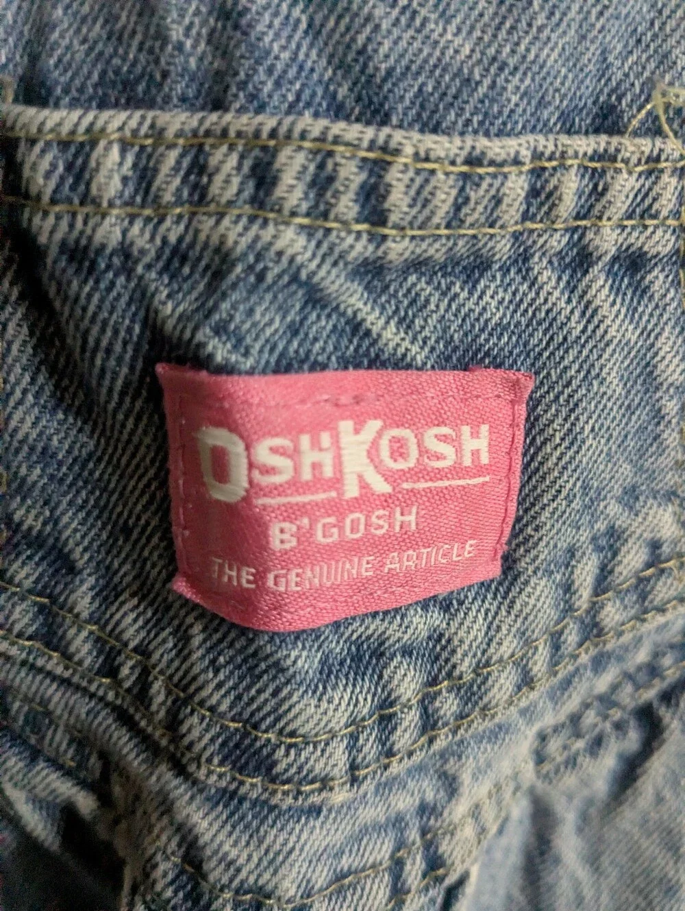 Vintage OshKosh B'gosh Overalls Kids Girls 2T Blue Denim Vestbak 90s Snap Leg